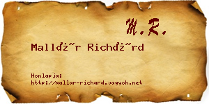 Mallár Richárd névjegykártya
